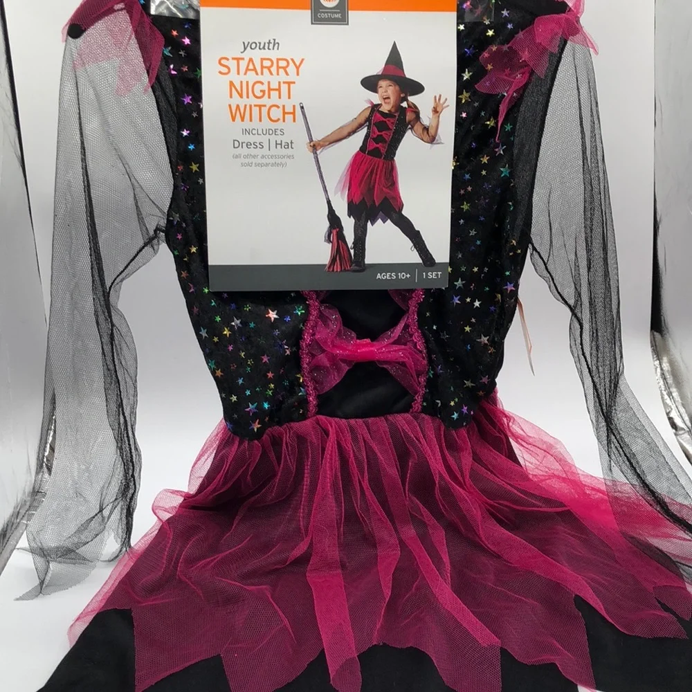 ** FREE W/PURCHASE ‎ Girls STARRY WITCH Dress-Up Costume Large 10+ age - Picture 2 of 8